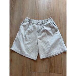 Aerie Women Blue White Hickory Stripe High Waisted Denim Shorts XS Pleated Front